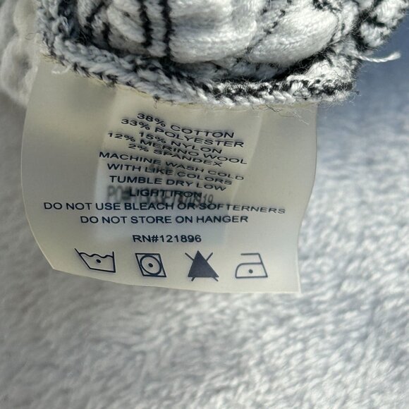 Title Nine Womens Black White Geometric 1/4 Zip Pullover Sweater XL Merino Wool - Picture 4 of 7